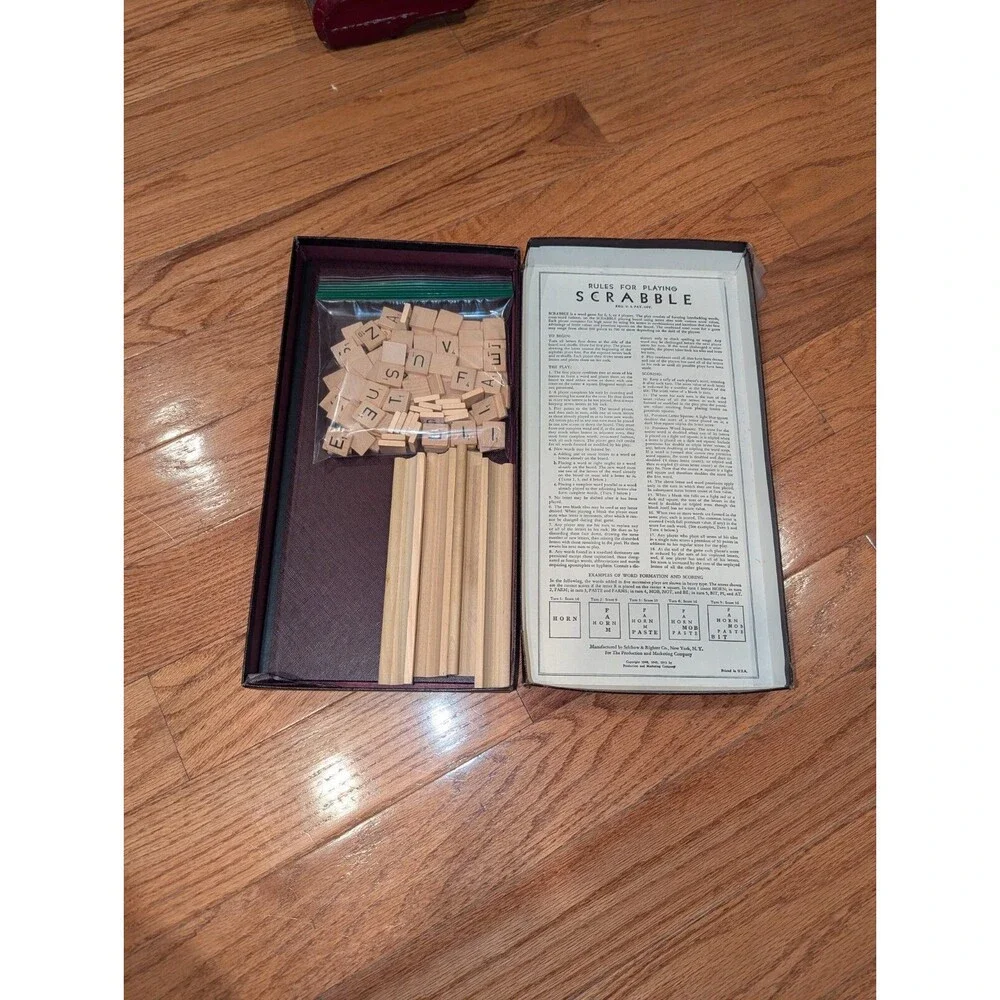 Vintage Scrabble Board Game MCM Selchow & Righter Full Set‎ In Tact